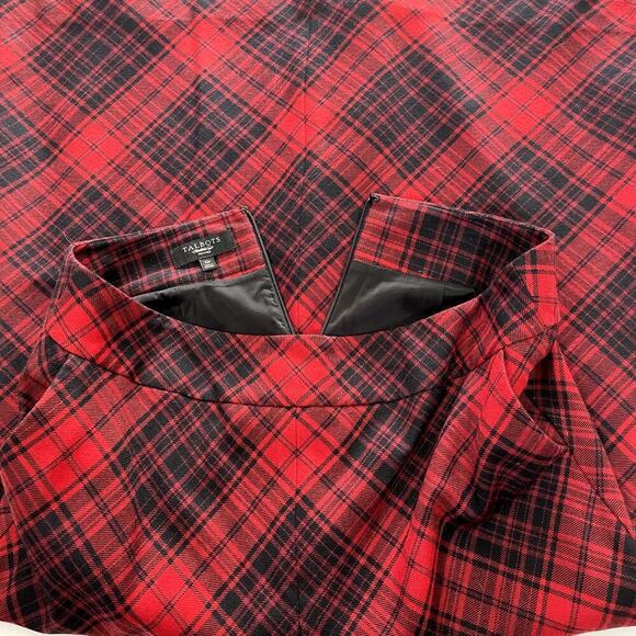 TALBOTS Womens Red Plaid Wool Maxi Skirt Sz 12P Pleat & Pockets Academia Preppy - Picture 5 of 6